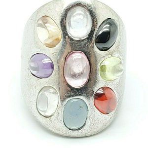 925 Sterling Silver Multi-Color Cz Dome Ring 9.25